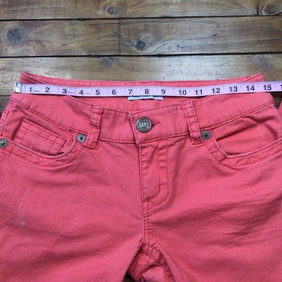 Seven7 coral ankle crop jeans women’s size 8 mid rise tangerine stretch denim - Picture 9 of 12